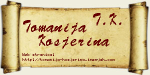 Tomanija Kosjerina vizit kartica